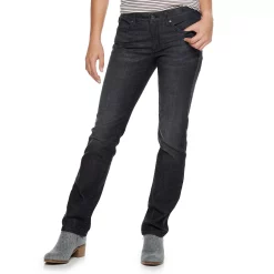 Women's Sonoma Goods For Life® Supersoft Midrise Straight-Leg Jeans -Sonoma Clothing Store 3022856 Black Crosshatch