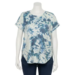 Plus Size Sonoma Goods For Life® Supersoft Short Sleeve Top -Sonoma Clothing Store 4886368 Blue Dye Effect