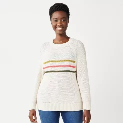 Women's Sonoma Goods For Life® All Over Stitch Crewneck Sweater 24 Women's Sonoma Goods For Life® All Over Stitch Crewneck Sweater -Sonoma Clothing Store 4923526 Beige Stripe
