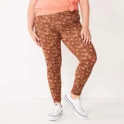 Plus Size Sonoma Goods For Life® Midrise Leggings -Sonoma Clothing Store 4966829 Brown Floral