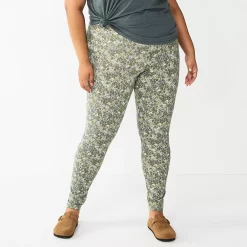Plus Size Sonoma Goods For Life® Midrise Leggings -Sonoma Clothing Store 4966829 Gray Floral