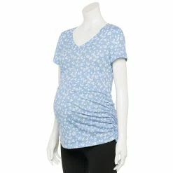 Maternity Sonoma Goods For Life® Essential V-Neck Tee -Sonoma Clothing Store 4980526 Blue Ditsy Floral