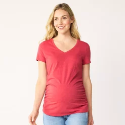 Maternity Sonoma Goods For Life® Essential V-Neck Tee -Sonoma Clothing Store 4980526 Coral