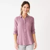 Women's Sonoma Goods For Life® Essential Everyday Button-Down Shirt -Sonoma Clothing Store 4991213 Lavender Texture