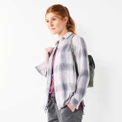 Women's Sonoma Goods For Life® Essential Everyday Button-Down Shirt 22 Women's Sonoma Goods For Life® Essential Everyday Button-Down Shirt -Sonoma Clothing Store 4991213 Lilac Plaid