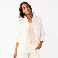 Women's Sonoma Goods For Life® Essential Everyday Button-Down Shirt 31 Women's Sonoma Goods For Life® Essential Everyday Button-Down Shirt -Sonoma Clothing Store 4991213 White Multi Stripe