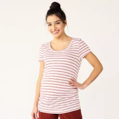 Maternity Sonoma Goods For Life® Essential Scoopneck Tee -Sonoma Clothing Store 4998304 Rust Stripe