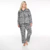 Plus Size Sonoma Goods For Life® Velour Pajama Shirt & Pajama Pants Set -Sonoma Clothing Store 5033014 Cheetah