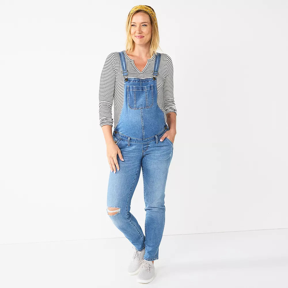Maternity Sonoma Goods For Life® Denim Overalls 4 Maternity Sonoma Goods For Life® Denim Overalls - Image 2