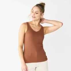 Women's Sonoma Goods For Life® Everyday Ribbed Tank 44 Women's Sonoma Goods For Life® Everyday Ribbed Tank -Sonoma Clothing Store 5046234 Brown