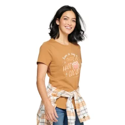 Women's Sonoma Goods For Life® Short Sleeve Holiday Graphic Tee -Sonoma Clothing Store 5180762 Cup Of Cheer Brown