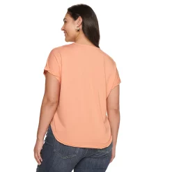 Plus Size Sonoma Goods For Life® Dolman Short Sleeve Button Front Top -Sonoma Clothing Store 5204508 ALT