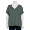 Plus Size Sonoma Goods For Life® Everyday V-Neck Tee -Sonoma Clothing Store 5232140 Dark Gray Green