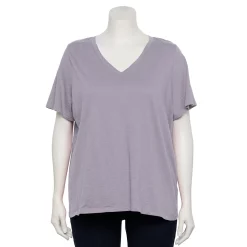 Plus Size Sonoma Goods For Life® Everyday V-Neck Tee -Sonoma Clothing Store 5232140 Glazed Berry