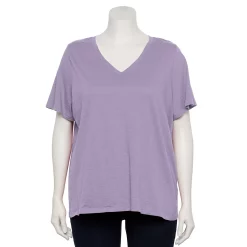 Plus Size Sonoma Goods For Life® Everyday V-Neck Tee -Sonoma Clothing Store 5232140 Leland Purple