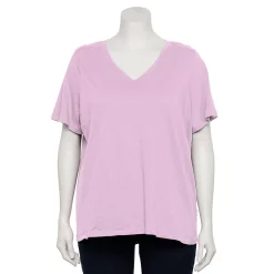 Plus Size Sonoma Goods For Life® Everyday V-Neck Tee -Sonoma Clothing Store 5232140 Light Lilac
