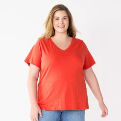 Plus Size Sonoma Goods For Life® Everyday V-Neck Tee -Sonoma Clothing Store 5232140 Red