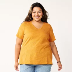 Plus Size Sonoma Goods For Life® Everyday V-Neck Tee -Sonoma Clothing Store 5232145 Gold