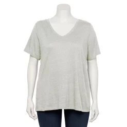 Plus Size Sonoma Goods For Life® Everyday V-Neck Tee -Sonoma Clothing Store 5232145 Gray