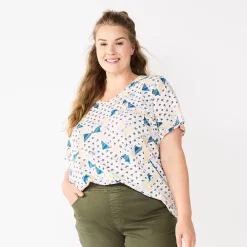 Plus Size Sonoma Goods For Life® Everyday V-Neck Tee -Sonoma Clothing Store 5232145 Ivory Quilt