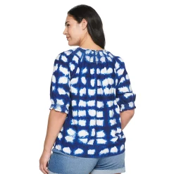 Plus Size Sonoma Goods For Life® Elbow Smocked Neck Top -Sonoma Clothing Store 5232730 ALT