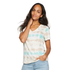 Petite Sonoma Goods For Life® Everyday Short Sleeve V-Neck Tee -Sonoma Clothing Store 5234230 Blue Tie Dye
