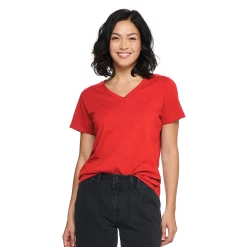 Petite Sonoma Goods For Life® Everyday Short Sleeve V-Neck Tee -Sonoma Clothing Store 5234230 Red