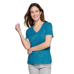 Petite Sonoma Goods For Life® Everyday Short Sleeve V-Neck Tee -Sonoma Clothing Store 5234230 Teal Texture