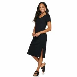 Women's Sonoma Goods For Life® Knit Midi T-Shirt Dress -Sonoma Clothing Store 5236607 Black
