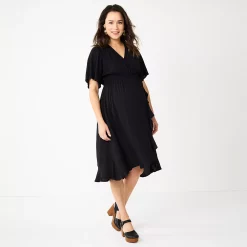 Maternity Sonoma Goods For Life® Flutter Sleeve Wrap Dress -Sonoma Clothing Store 5241695 Black