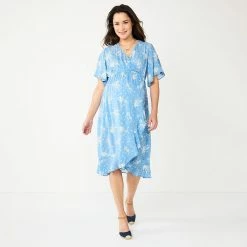 Maternity Sonoma Goods For Life® Flutter Sleeve Wrap Dress -Sonoma Clothing Store 5241695 Blue Floral