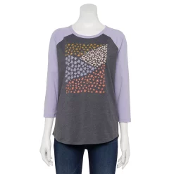 Women's Sonoma Goods For Life® Three Quarter Sleeve Baseball Graphic Tee -Sonoma Clothing Store 5242169 Grey Floral Fields