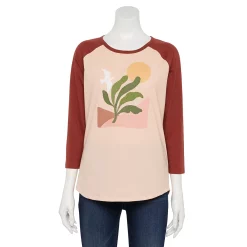 Women's Sonoma Goods For Life® Three Quarter Sleeve Baseball Graphic Tee -Sonoma Clothing Store 5242169 Peach Nature Scene