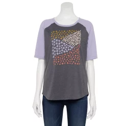 Women's Sonoma Goods For Life® Elbow Sleeve Baseball Graphic Tee -Sonoma Clothing Store 5242399 Gray Floral Fields