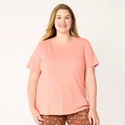 Plus Size Sonoma Goods For Life® Everyday Crewneck Tee -Sonoma Clothing Store 5259072 Coral