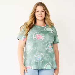 Plus Size Sonoma Goods For Life® Everyday Crewneck Tee -Sonoma Clothing Store 5259072 Gray Circle Dye