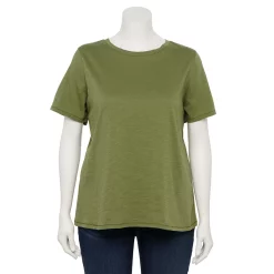 Plus Size Sonoma Goods For Life® Everyday Crewneck Tee -Sonoma Clothing Store 5259072 Light Olive