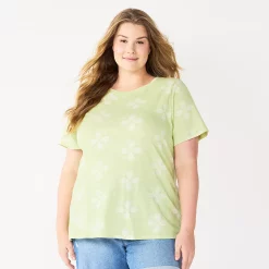 Plus Size Sonoma Goods For Life® Everyday Crewneck Tee -Sonoma Clothing Store 5259072 Lime Geo Flower