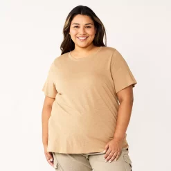 Plus Size Sonoma Goods For Life® Everyday Crewneck Tee -Sonoma Clothing Store 5259072 Tan