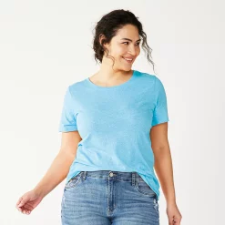Plus Size Sonoma Goods For Life® Everyday Crewneck Tee -Sonoma Clothing Store 5259072 Texture Light Blue
