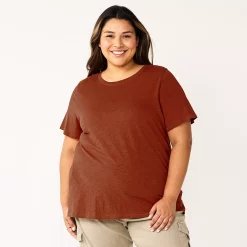 Plus Size Sonoma Goods For Life® Everyday Crewneck Tee -Sonoma Clothing Store 5259072 Wine