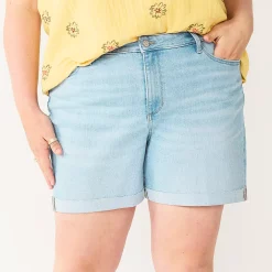 Plus Size Sonoma Goods For Life® Premium High-Waist Denim Shorts -Sonoma Clothing Store 5261004 Orchard