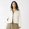 Plus Size Sonoma Goods For Life® Button Front Jean Jacket -Sonoma Clothing Store 5269795 Ecru