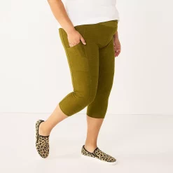 Plus Size Sonoma Goods For Life® Crossover Waist Crop Leggings -Sonoma Clothing Store 5271394 Odyssey Green