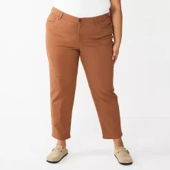 Plus Size Sonoma Goods For Life® Premium Rolled Girlfriend Jeans -Sonoma Clothing Store 5272706 Puebla Brown