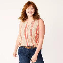 Women's Sonoma Goods For Life® V-Neck Tank 32 Women's Sonoma Goods For Life® V-Neck Tank -Sonoma Clothing Store 5297402 Red Mixed Stripe