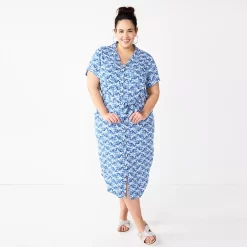Plus Size Sonoma Goods For Life® Button Front Midi Shirt Dress