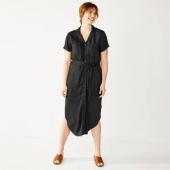 Women's Sonoma Goods For Life® Button Front Midi Shirt Dress 13 Women's Sonoma Goods For Life® Button Front Midi Shirt Dress -Sonoma Clothing Store 5345259 Black