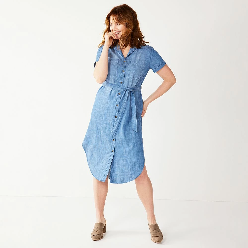 Women's Sonoma Goods For Life® Button Front Midi Shirt Dress 4 Women's Sonoma Goods For Life® Button Front Midi Shirt Dress - Image 2