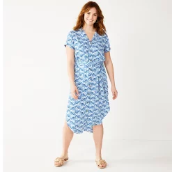 Women's Sonoma Goods For Life® Button Front Midi Shirt Dress 12 Women's Sonoma Goods For Life® Button Front Midi Shirt Dress -Sonoma Clothing Store 5345259 Indigo Quilt